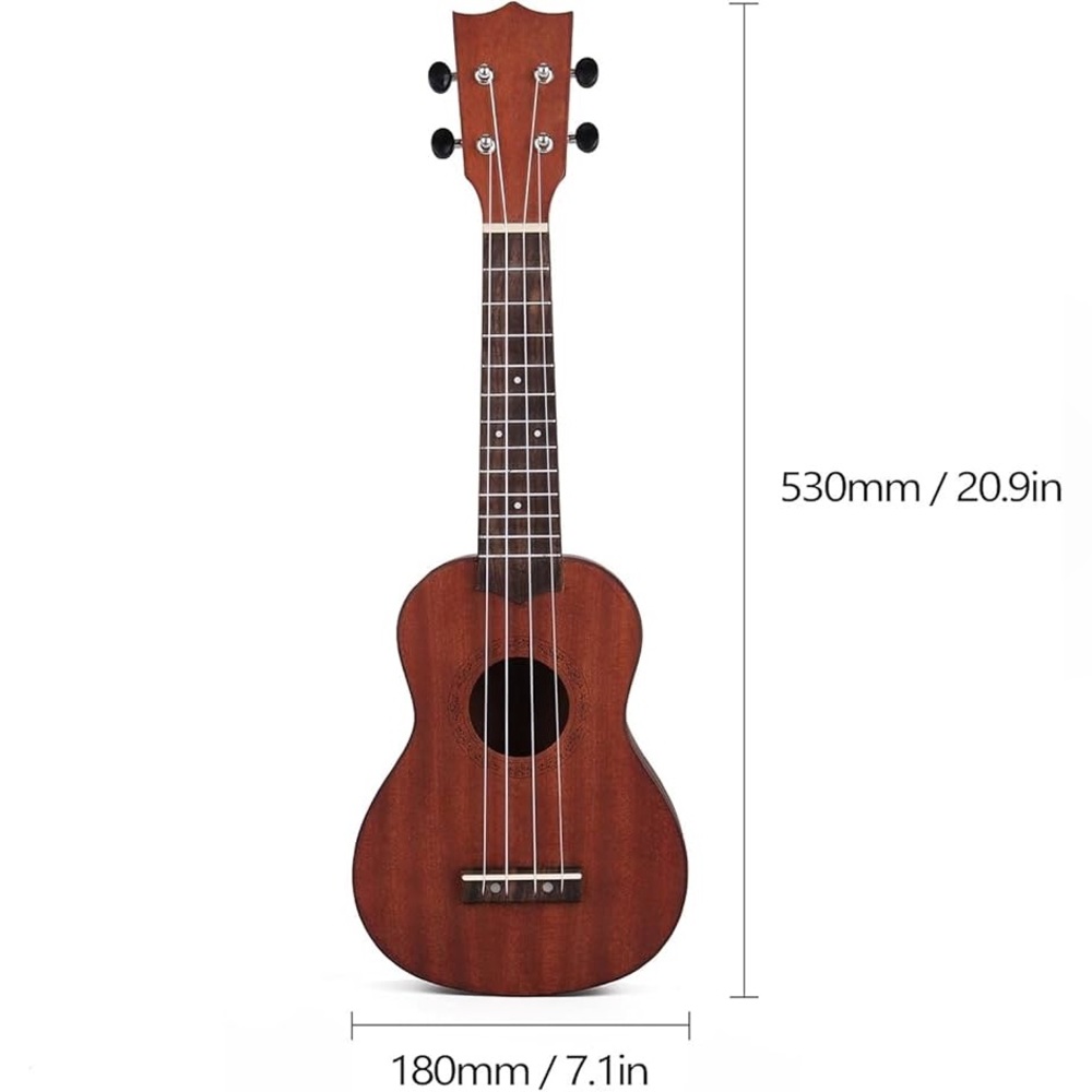 Ukulele 4-String Portable Guitar Instrument for Kids & Beginners Peach Core Wood